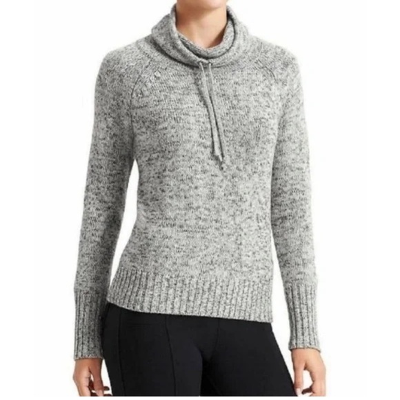 Athleta Traverse City merino wool cowl neck sweater in a marled gray color - Picture 2 of 12